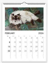 Load image into Gallery viewer, 2026 Animal Calendar - Animal Paintings Dawn Richerson Art Feb Fluffy Cat