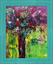 Load image into Gallery viewer, PURPLE VASE WITH FLOWERS ☼ Spirited Life Still Life Painting {Art Print} by Virginia artist Dawn Richerson 11x14 framed
