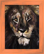 Load image into Gallery viewer, RETURN OF THE GOLDEN SON ☼ Spirited Life Lion Painting {Art Print} lion painting by Virginia artist Dawn Richerson 11x14 framed
