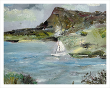 Load image into Gallery viewer, Sligo Bay BOAT & BEN BULBEN ☼ Soul of Ireland Painting {Art Print} Dawn Richerson 11x14