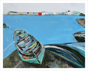 The Green Boat - Galway Bay Painting - Ireland painting by Dawn Richerson 11x14