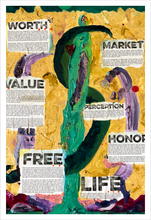 Load image into Gallery viewer, Worth It - Reconsiderations painting on money, value, worth, perception, freedom, life and market demands - Dawn Richerson 11x14