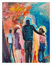 Load image into Gallery viewer, Up and Down the Boulevard people on the street abstract painting Dawn Richerson 11x14