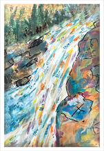 Load image into Gallery viewer, Rainbow Waterfall Watercolor painting nature 12x18