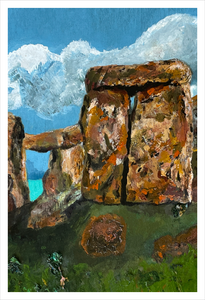 Stone and Sky - Prehistoric Rocks - Stonehenge painting - England painting - Dawn Richerson - 12x18