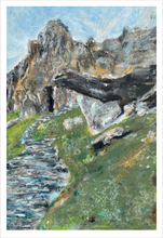 Load image into Gallery viewer, Watchers of the Holy Isle Skellig Michael Pastel Painting Soul of Ireland painting mythical Ireland 12x18