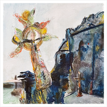 Load image into Gallery viewer, She Rises Rock of Cashel Celtic Cross painting Dawn Richerson County Tipperary painting 16x16