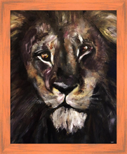 Load image into Gallery viewer, RETURN OF THE GOLDEN SON ☼ Spirited Life Lion Painting {Art Print} lion painting by Virginia artist Dawn Richerson 16x20 framed

