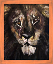 Load image into Gallery viewer, RETURN OF THE GOLDEN SON ☼ Spirited Life Lion Painting {Art Print} lion painting by Virginia artist Dawn Richerson 16x20 framed