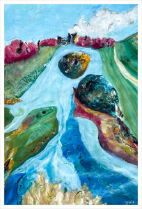 LIBERTY LAKE: What Swims Free in Me - Liberty Lake painting Bedford Virginia art 16x24