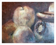 Load image into Gallery viewer, THREE APPLES STILL LIFE ☼ Spirited Life Painting {Art Print} by Virginia artist Dawn Richerson 11x14