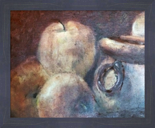 Load image into Gallery viewer, THREE APPLES STILL LIFE ☼ Spirited Life Painting {Art Print} by Virginia artist Dawn Richerson 16X20 framed