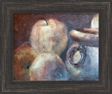Load image into Gallery viewer, THREE APPLES STILL LIFE ☼ Spirited Life Painting {Art Print} by Virginia artist Dawn Richerson 8x10 framed