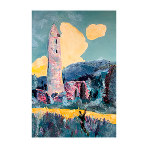 At Glendalough County Wicklow painting Soul of Ireland painting Dawn Richerson Irish monastery painting 4x6
