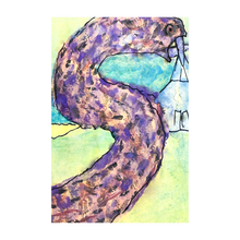 Load image into Gallery viewer, The Serpent and the Sanctuary faith watercolor painting sin secrets church 4x6
