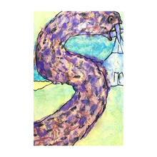 Load image into Gallery viewer, The Serpent and the Sanctuary faith watercolor painting sin secrets church 4x6