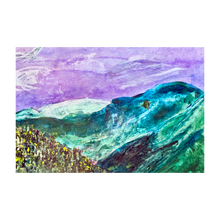 Load image into Gallery viewer, She Awakens to the Purple Skies - mountain - sleeping - 4x6