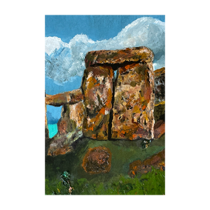Stone and Sky - Prehistoric Rocks - Stonehenge painting - England painting - Dawn Richerson - 4x6