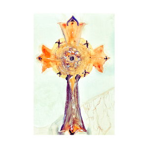 The Resurrection and the Life Cross painting Dawn Richerson Christian faith painting 4x6