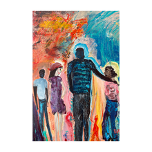 Load image into Gallery viewer, Up and Down the Boulevard people on the street abstract painting Dawn Richerson 4x6