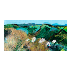 Fertile Field - Loughcrew painting - Ireland sheep painting by Dawn Richerson - 4x8