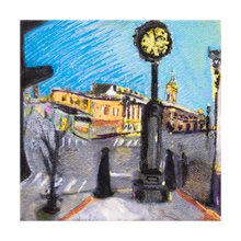 Load image into Gallery viewer, BEDFORD CLOCK TOWER ☼ Heart of America Bedford Virginia Painting {Art Print}  by Virginia artist Dawn Richerson 8x8 Main Street 5x5