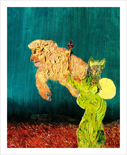 Load image into Gallery viewer, Cats on the Move - full moon night children's room painting Dawn Richerson 8x10
