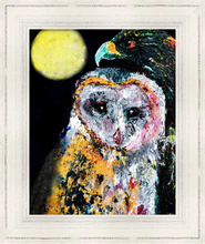 Load image into Gallery viewer, MOONLIGHT AND ALL THAT MAY BEGIN ☼ Spirited Life Owl Painting {Art Print} by Virginia artist Dawn Richerson 8x10 framed