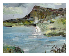 Load image into Gallery viewer, Sligo Bay BOAT & BEN BULBEN ☼ Soul of Ireland Painting {Art Print} Dawn Richerson 8x10