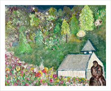 Load image into Gallery viewer, CONTEMPLATION ☼ Faithscapes Painting {Art Print} Monk Monastery painting by Virginia artist Dawn Richerson 8x10