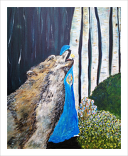 Load image into Gallery viewer, NORTH WOODS ☼ Heart of America & Magdalen Painting {Art Print} • A Faithscapes Painting by Virginia Artist Dawn Richerson • Wisconsin's North Shore with birch trees and wolf 8x10 unframed