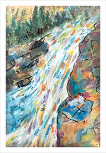 Load image into Gallery viewer, Rainbow Waterfall Watercolor painting nature 8x12