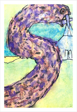 Load image into Gallery viewer, The Serpent and the Sanctuary faith watercolor painting sin secrets church 8x12
