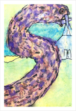 Load image into Gallery viewer, The Serpent and the Sanctuary faith watercolor painting sin secrets church 8x12