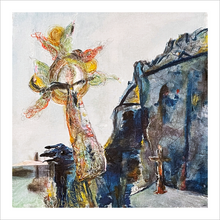 Load image into Gallery viewer, She Rises Rock of Cashel Celtic Cross painting Dawn Richerson County Tipperary painting 8x8