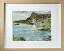 Load image into Gallery viewer, View of Sligo Bay: Boat and Ben Bulben painting Dawn Richerson