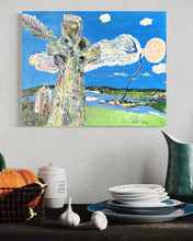 Load image into Gallery viewer, Clonmacnoise celtic cross faith Ireland painting in situ 1
