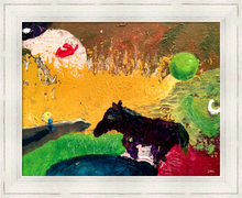 Load image into Gallery viewer, THE DONKEY'S DREAM ☼ Spirited Life Painting {Art Print} donkey painting by Virginia artist Dawn Richerson children's room art 11x14 framed