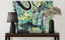 Load image into Gallery viewer, House in the Woods Soul of Ireland painting - Irish cottage painting by Dawn Richerson in Situ LR Table