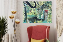 Load image into Gallery viewer, House in the Woods Soul of Ireland painting - Irish cottage painting by Dawn Richerson in Situ LR Chair