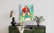Load image into Gallery viewer, Mother of Liberty red barn Bedford architecture Blue Ridge Blessings Original Painting Bedford Virginia Painting • Falling Creek Park Barn 1

