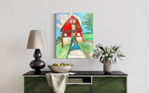 Load image into Gallery viewer, Mother of Liberty red barn Bedford architecture Blue Ridge Blessings Original Painting Bedford Virginia Painting • Falling Creek Park Barn 1