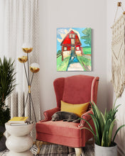Load image into Gallery viewer, Mother of Liberty red barn Bedford architecture Blue Ridge Blessings Original Painting Bedford Virginia Painting • Falling Creek Park Barn 4