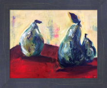 Load image into Gallery viewer, FORESHADOWING {3 Pears &amp; the Truth} ☼ It&#39;s Still Life! Painting {Art Print} 11x14 framed
