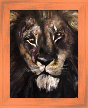 Load image into Gallery viewer, RETURN OF THE GOLDEN SON ☼ Spirited Life Lion Painting {Art Print} lion painting by Virginia artist Dawn Richerson 11x14 framed
