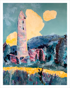 At Glendalough County Wicklow painting Soul of Ireland painting Dawn Richerson Irish monastery painting 11x14