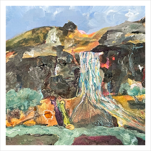 Memory's Flow Dingle Waterfall painting on memory - Irish landscape painting - Dawn Richerson 12x12