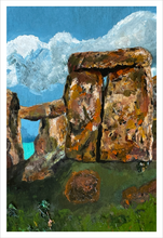 Load image into Gallery viewer, Stone and Sky - Prehistoric Rocks - Stonehenge painting - England painting - Dawn Richerson - 12x18
