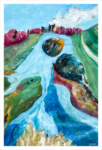 LIBERTY LAKE: What Swims Free in Me - Liberty Lake painting Bedford Virginia art 12x18