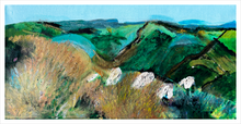 Load image into Gallery viewer, Fertile Field - Loughcrew painting - Ireland sheep painting by Dawn Richerson - 12x24
